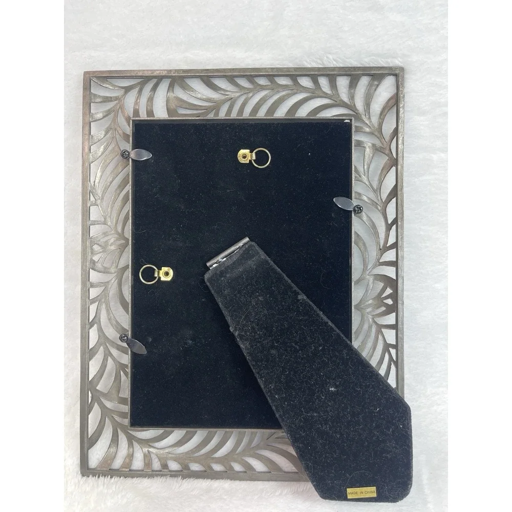 Set of 2 Pewter Tone Filigree Metal Photo Frames Ornate Scroll 5x7 4x6